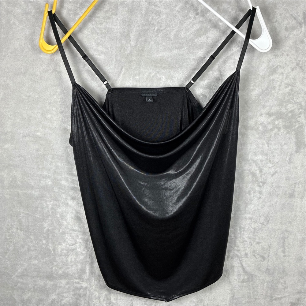 Torrid Black Liquid Metallic Cowl Neck Cami Top Plus Size 2 2X Adjustable Straps
